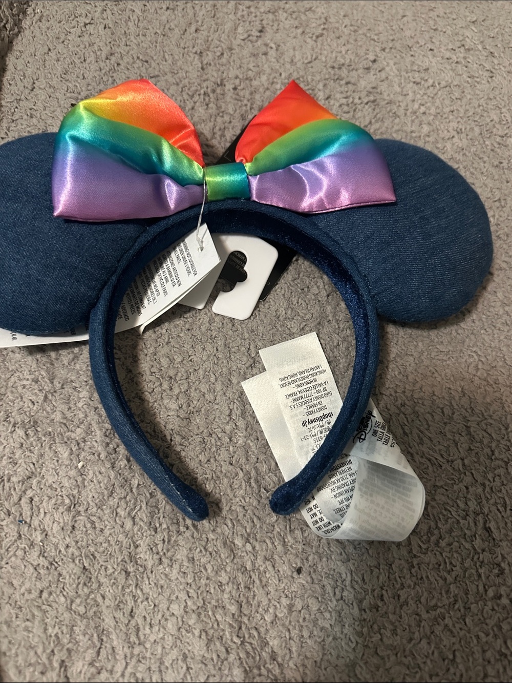 Disney Parks Denim Headband with Rainbow Pride Embroidery BNWT